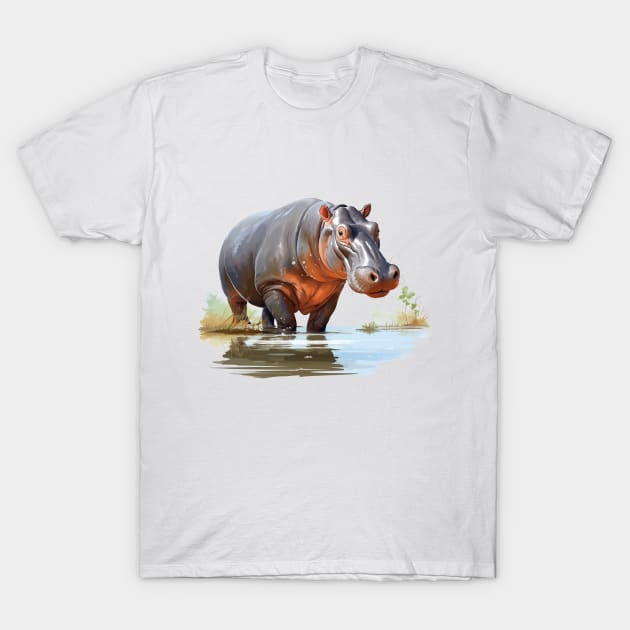 River Hippopotamus T-Shirt by zooleisurelife